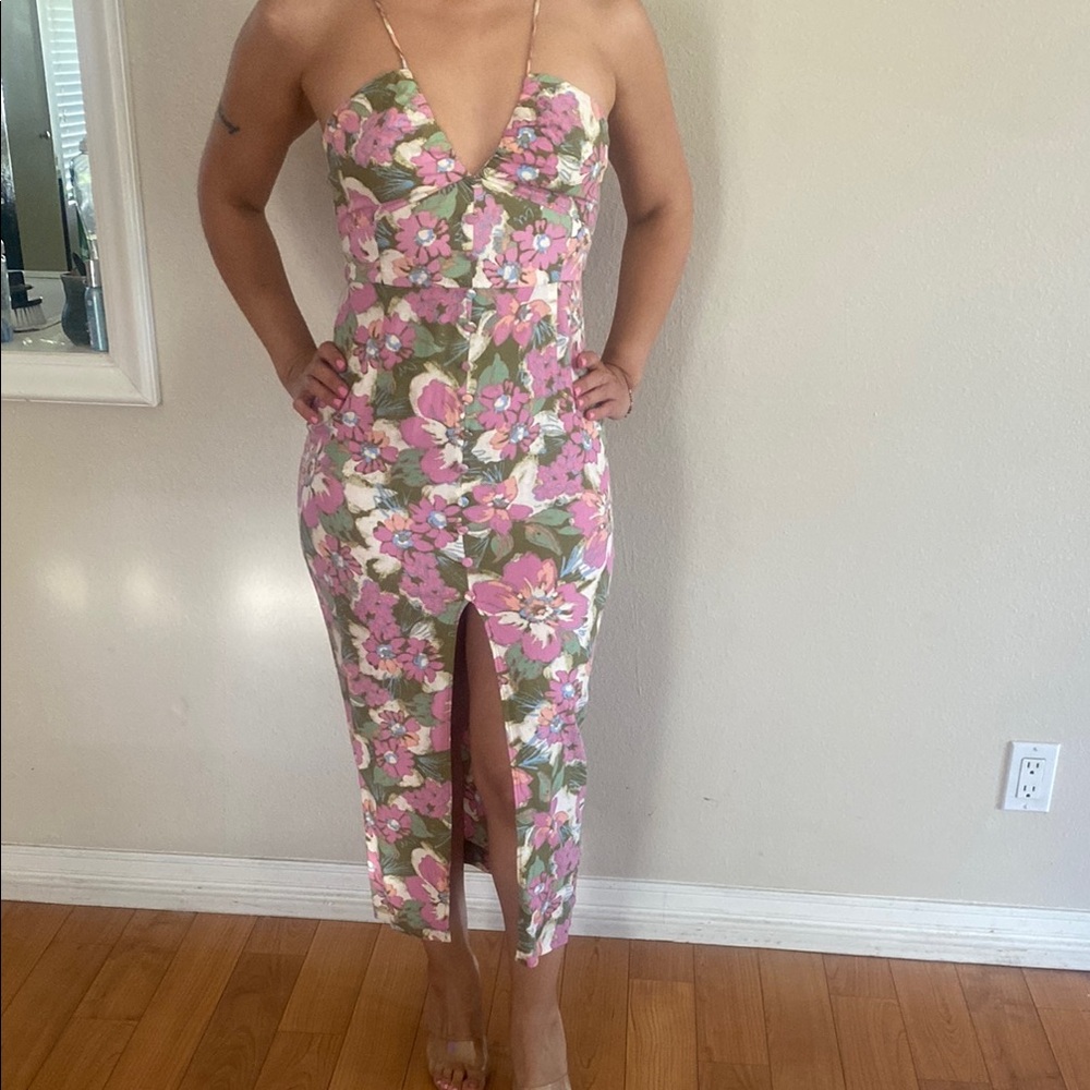 Zara Floral Pink and Green Dress